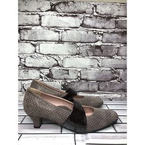 BeautiFeel Brown Suede Leather Patent Leather Strap MaryJane Heel Shoes Women 40